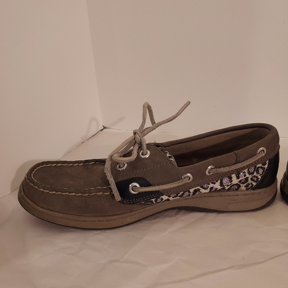Sperry Topsider Gray & Black Glitter Leopard Print Boat Shoes in Size 8 M - Picture 3 of 12